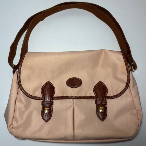 Longchamp Handbags - Longchamp Nylon Portfolio Salmon/Brown messenger adjustable Crossbody Bag